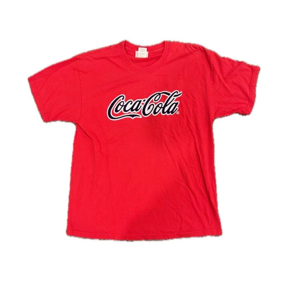 Vtg 1990s Coca Cola Branded Classic Red T Shirt Coke Felt Raised White Lettering
